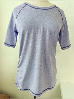 Lucy Activewear Periwinkle Blue Striped Short Sleeve Athletic Tech Top Women’s M